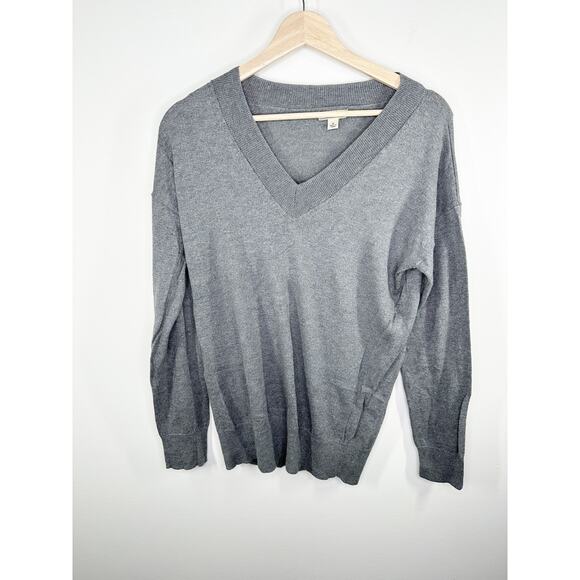 Lucky Brand Grey Cashmere Blend V-Neck Knit Sweater Women's Size Small S - Picture 1 of 7